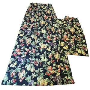 Custom Made Pinch Pleat Curtain Pair Vintage P Kaufman Fruit Print 45x84